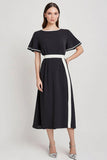 Black A Line Long Work Dress with Sleeves