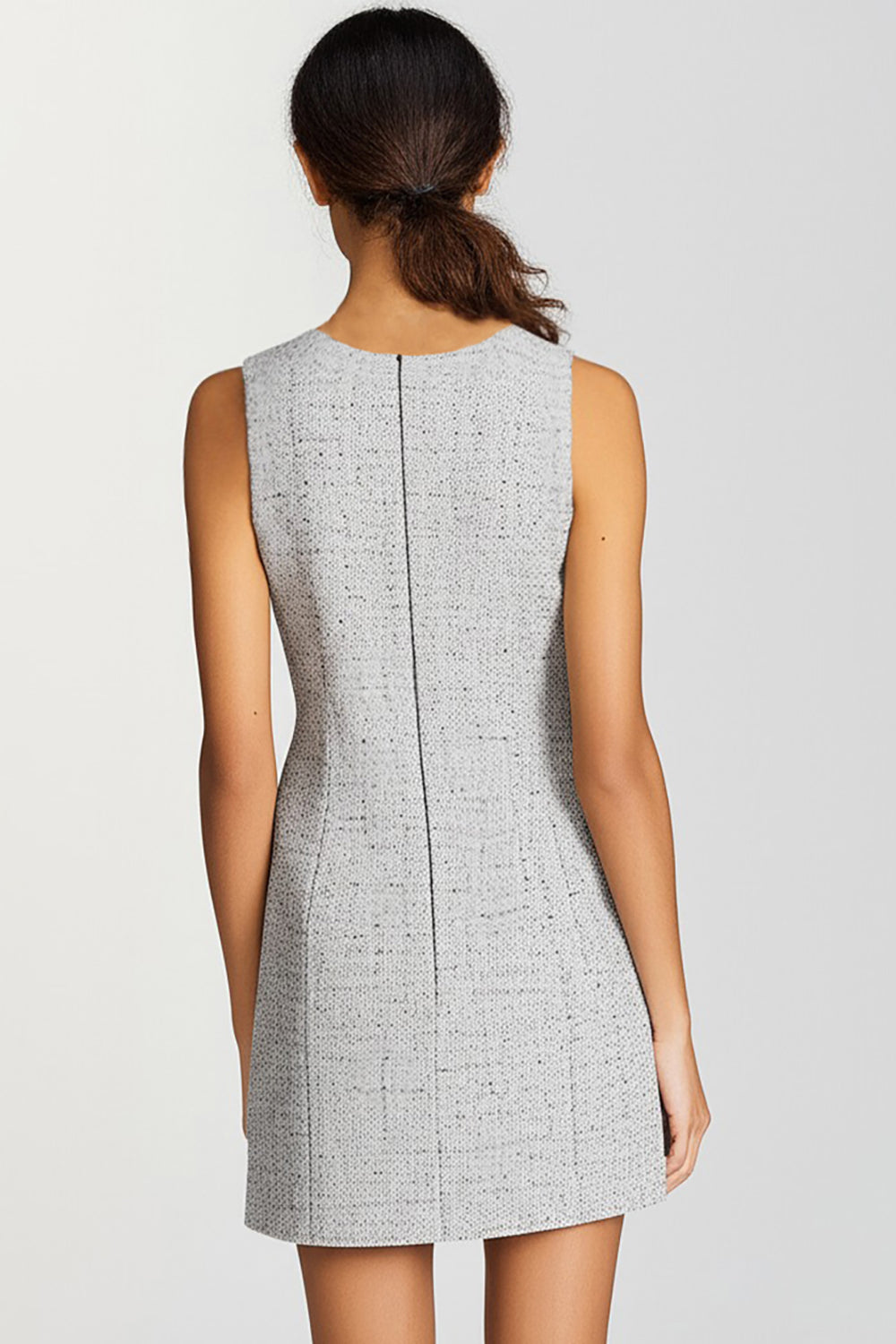 Grey Bodycon V-Neck Short Work Dress