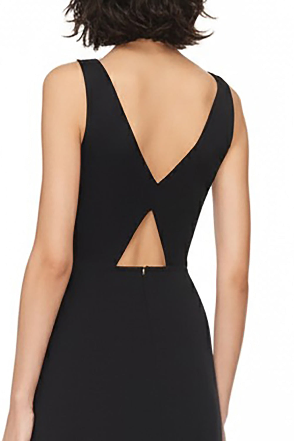 Black V Neck A Line Chiffon Cut Out Formal Dress