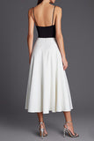 Ivory and Black Spaghetti Straps A Line Formal Dress