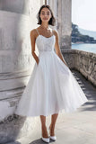 Ivory Tulle Corset Maxi Engagement Dress with Pockets
