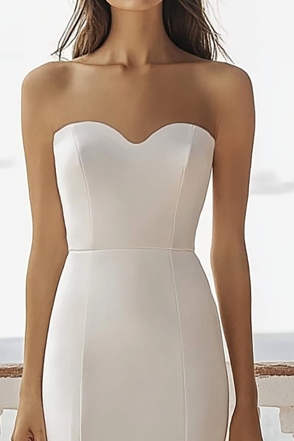 Ivory Sweetheart Mermaid Maxi Satin Rehearsal Dinner Dress with Ruffles