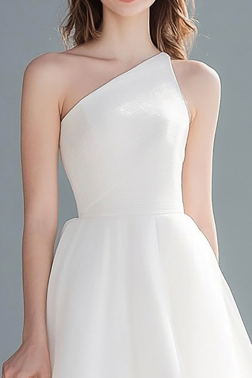 Ivory One Shoulder Organza Midi Bachelorette Dress