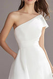 Organza Ivory One Shoulder A Line Maxi Engagement Dress