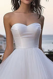Ivory A-Line Strapless Corset Tulle Tiered Short Engagement Dress