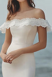 Ivory Off the Shoulder Bodycon Engagement Dress with Lace