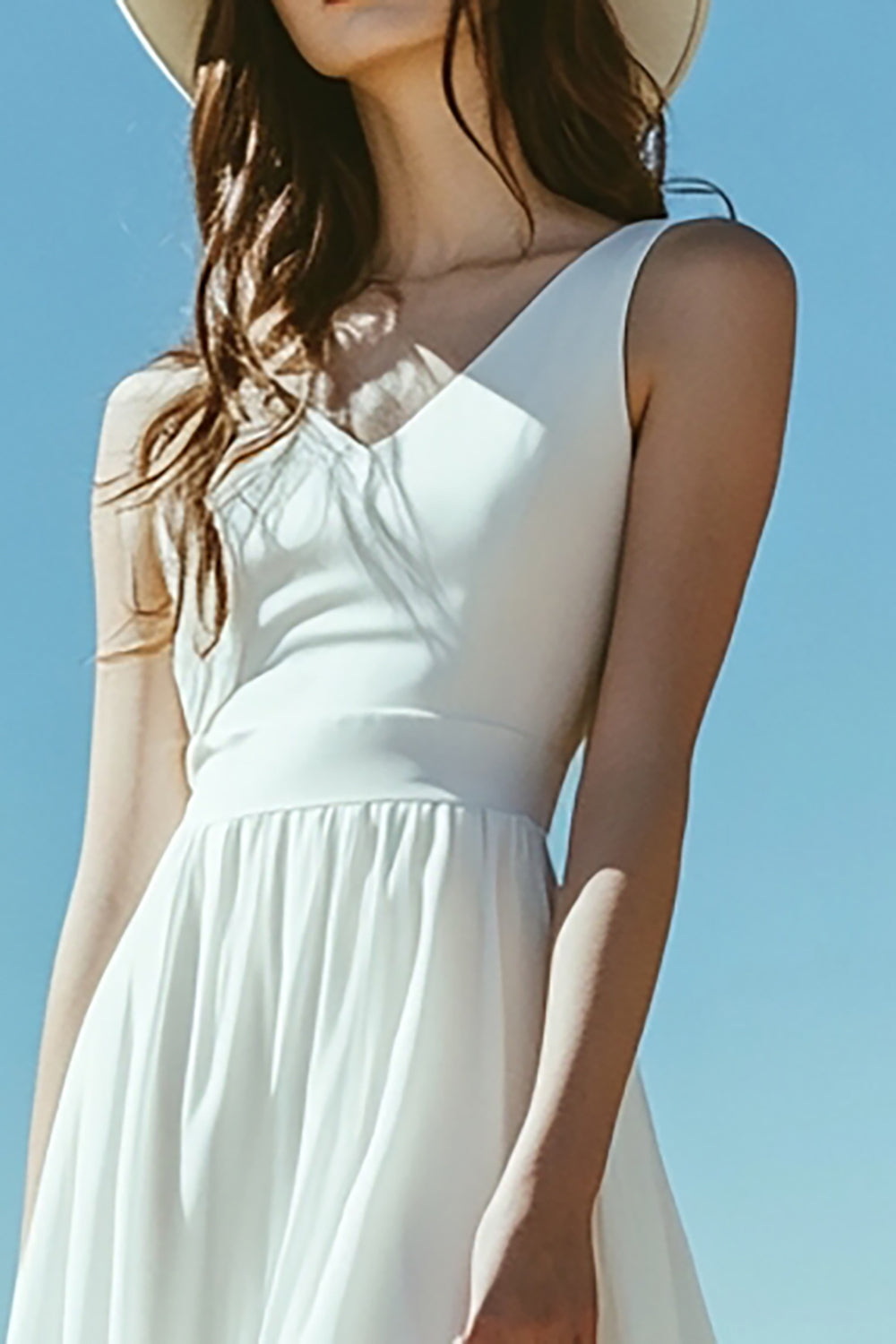 Ivory A-Line V-Neck Irregular Engagement Dress