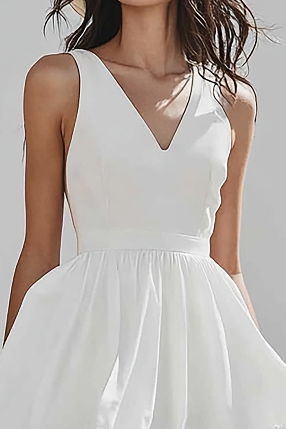 Ivory A Line V-Neck Engagement Dress