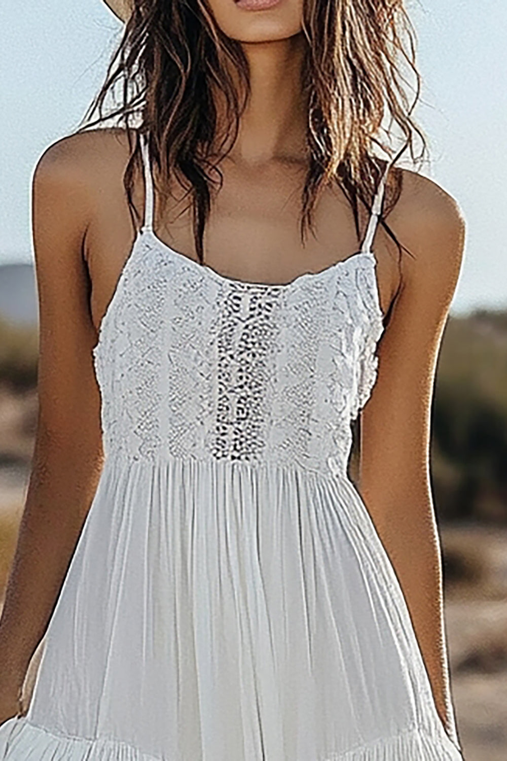 Ivory Lace A Line Spaghetti Straps Engagement Dress with Ruffles