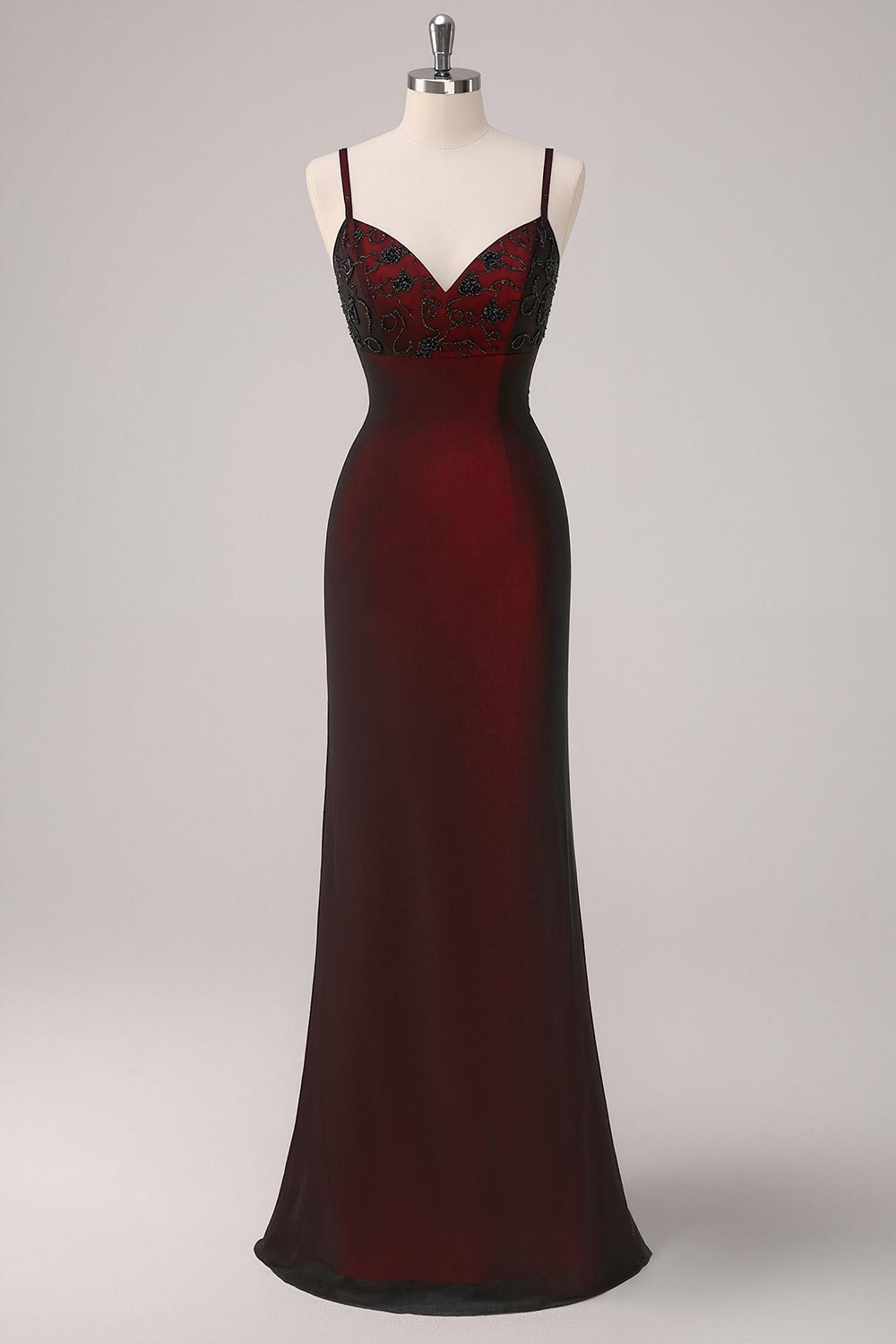 Mermaid Black Red Long Formal Dress with Appliques