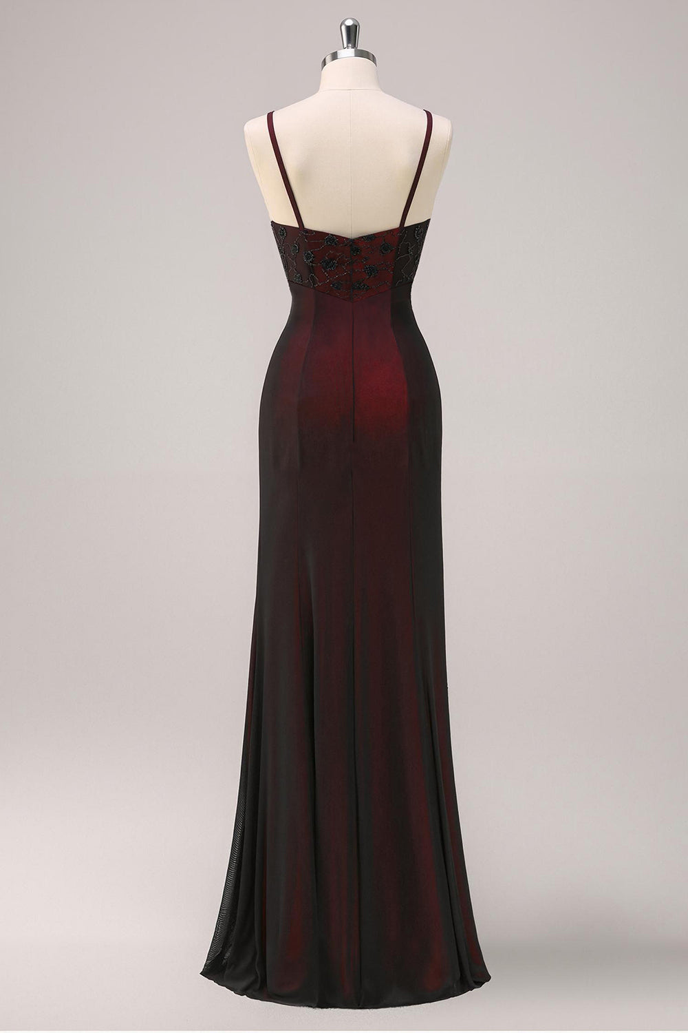 Mermaid Black Red Long Formal Dress with Appliques