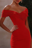 Red Bodycon Ruched Cocktail Dress