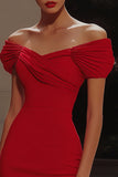 Red Satin Bodycon Ruched Short Cocktail Dress