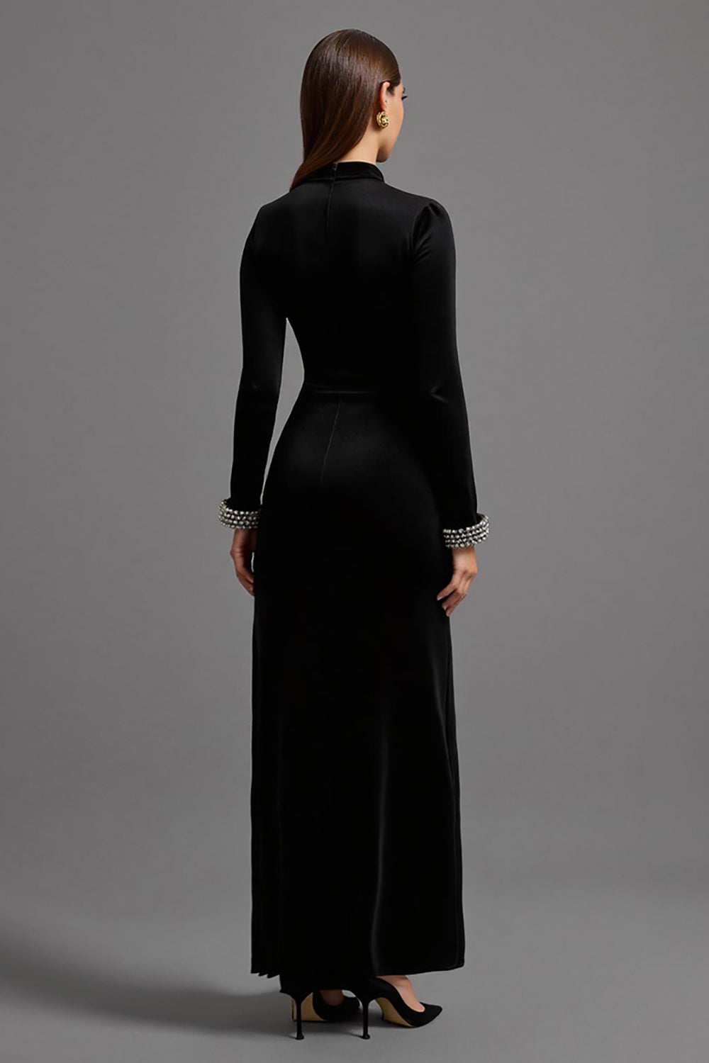 Black Velvet High-Low Formal Dress