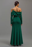 One Shoulder Dark Green High-Low Formal Dress