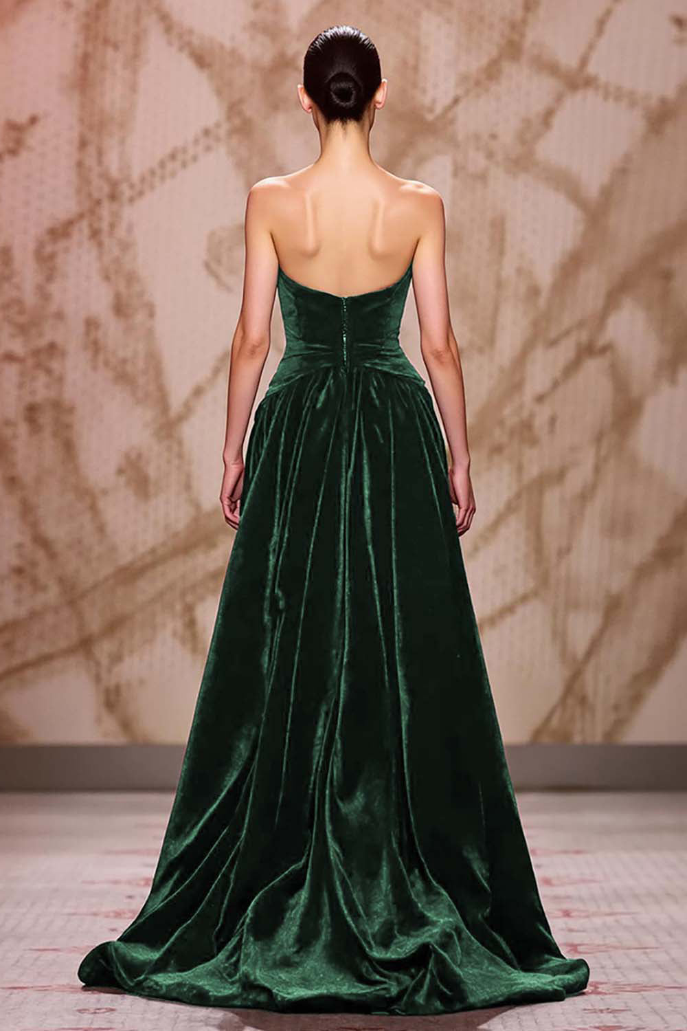 Velvet Dark Red Sweetheart Long Evening Dress with Slit