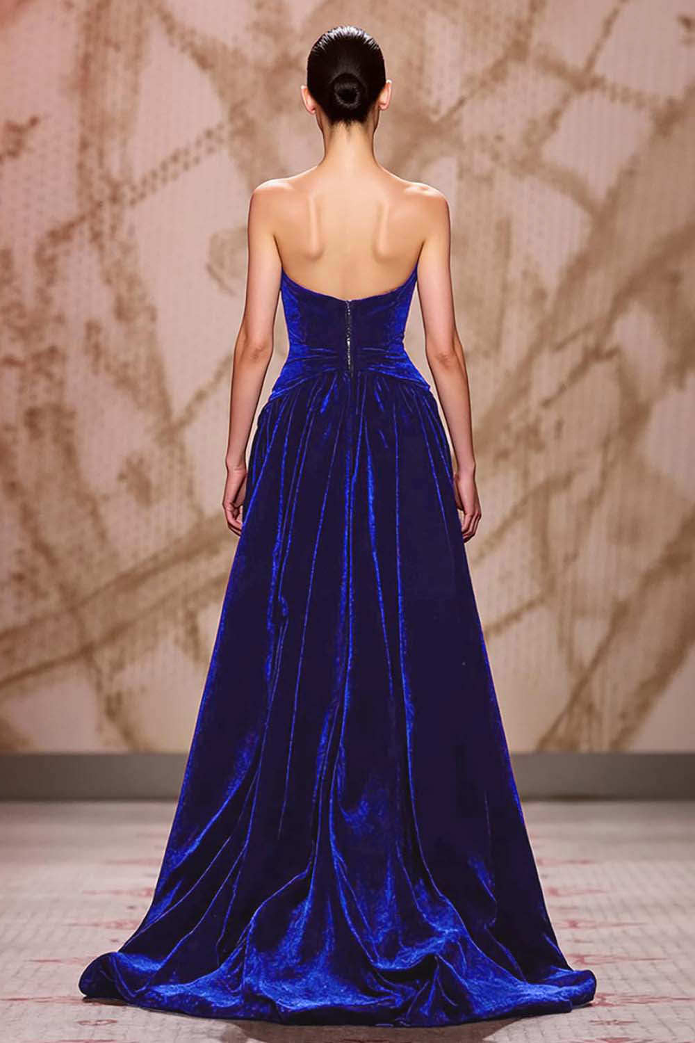 Velvet Dark Red Sweetheart Long Evening Dress with Slit