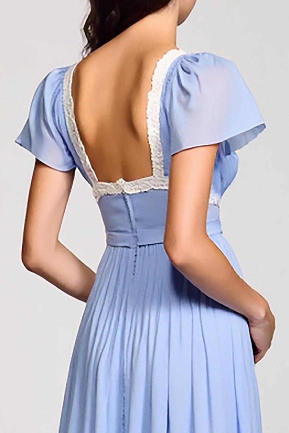 A Line Ligh Blue Long Wedding Guest Dress With Sash