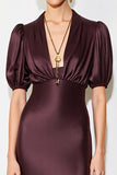 Dark Red Sheath Midi Wedding Guest Dress