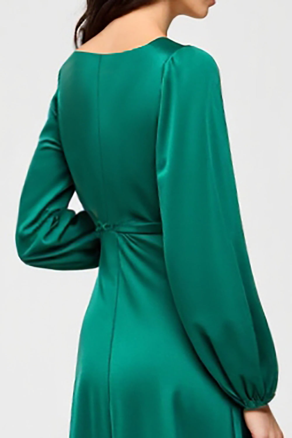 Long Sleeve Square Neck Green Wedding Guest Dress