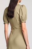 Cowl Neck Sheath Long Olive Wedding Guest Dress