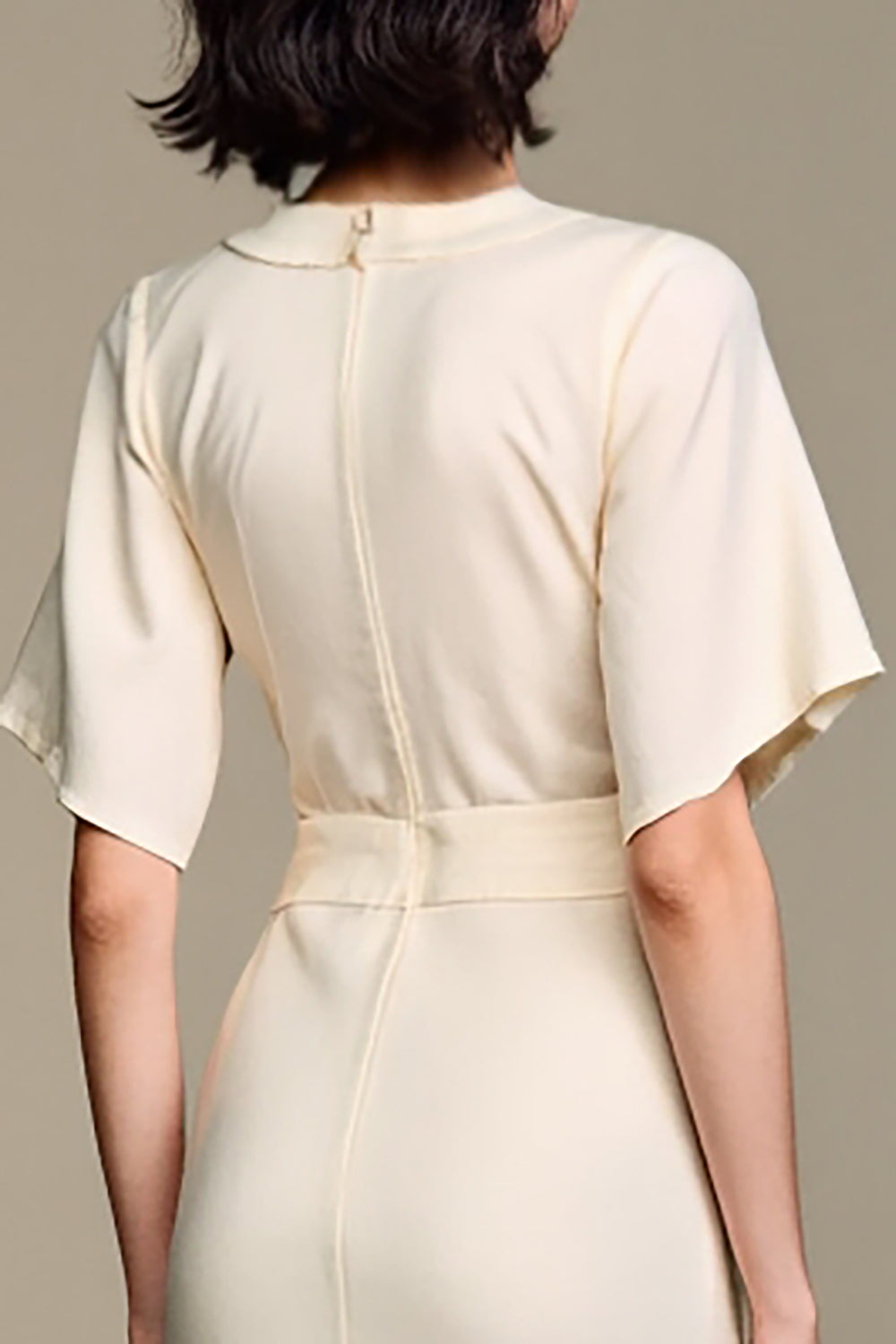 A Line V Neck Long White Wedding Guest Dress