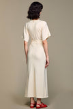 A Line V Neck Long White Wedding Guest Dress