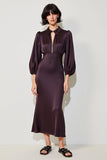 Dark Red Sheath Midi Wedding Guest Dress with Long Sleeves