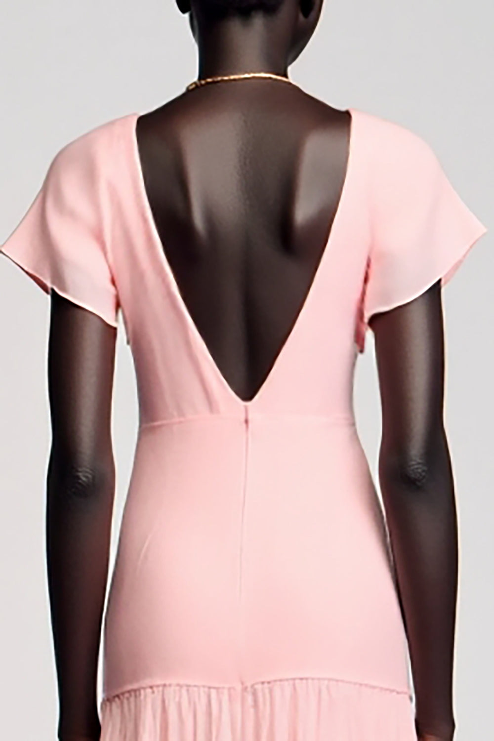 A Line Pink Midi Wedding Guest Dress With Bow