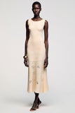 Simple A Line Apricot Midi Wedding Guest Dress