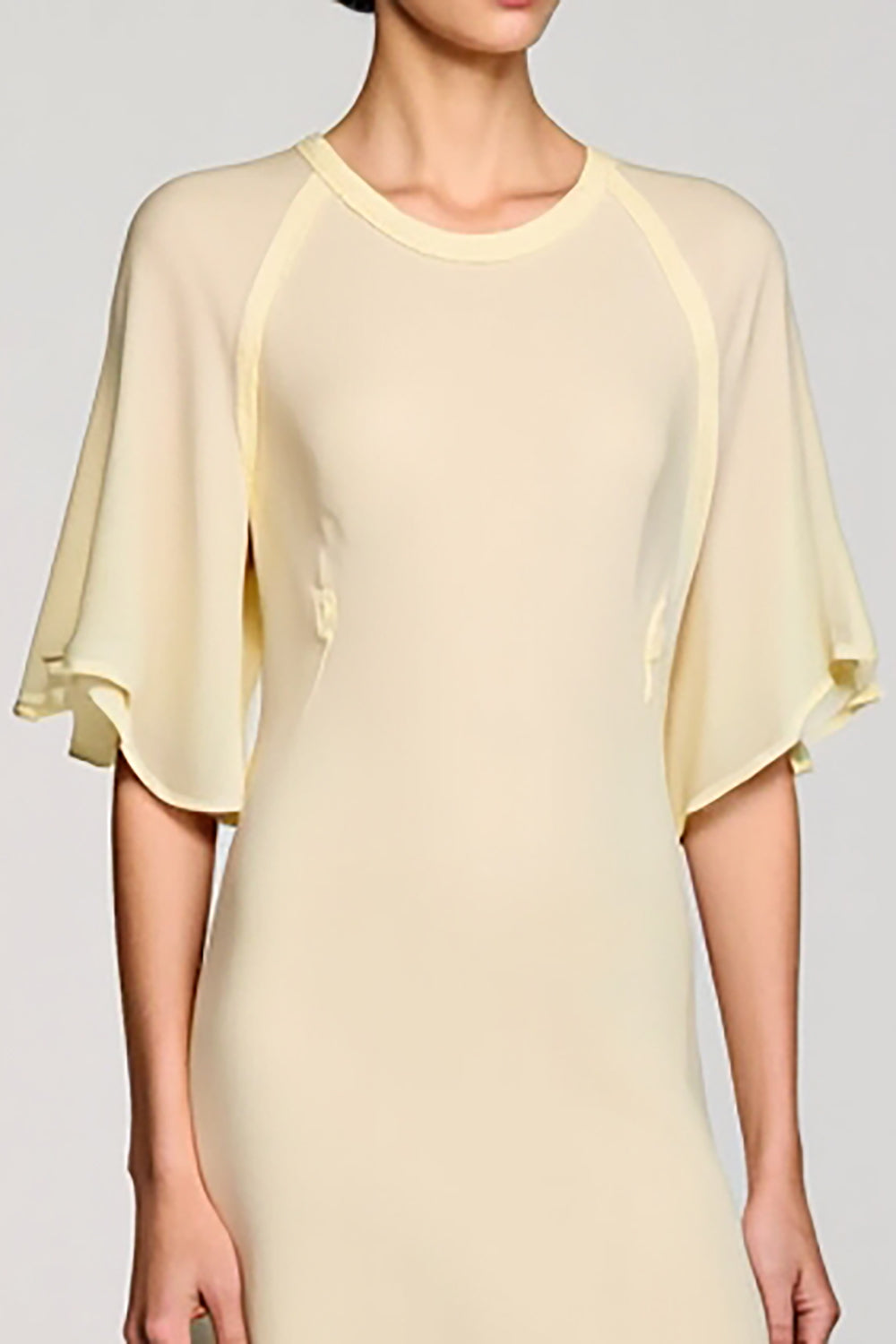 A Line Apricot Keyhole Midi Wedding Guest Dress