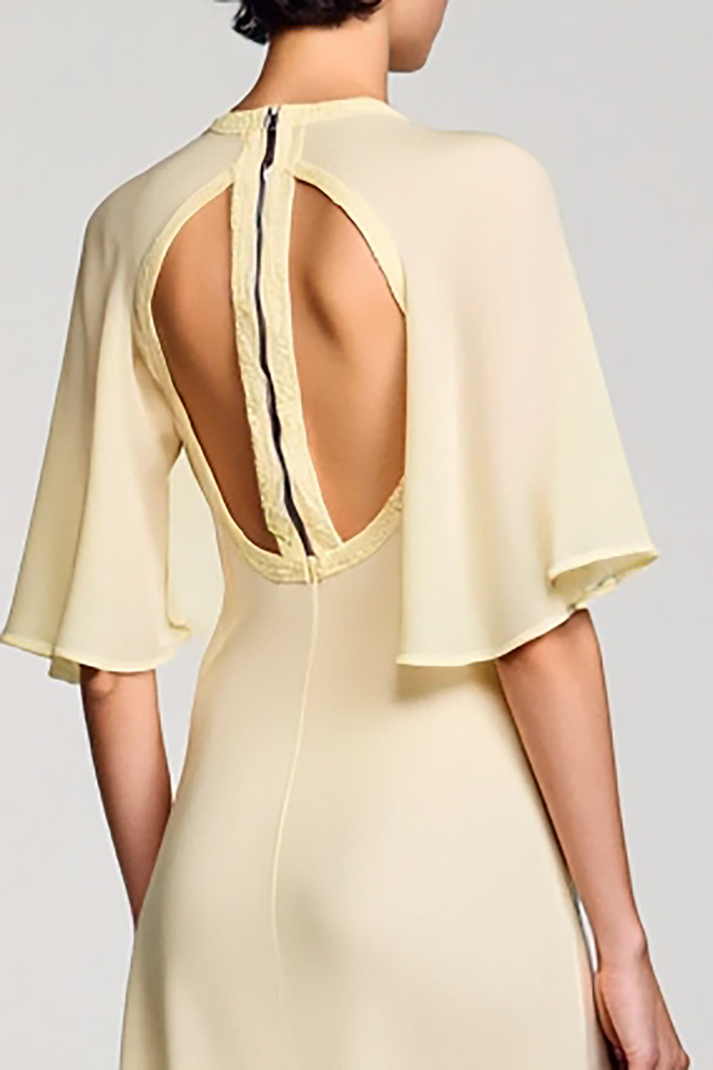 A Line Apricot Keyhole Midi Wedding Guest Dress