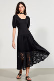 Black A Line Lace Long Wedding Guest Dress