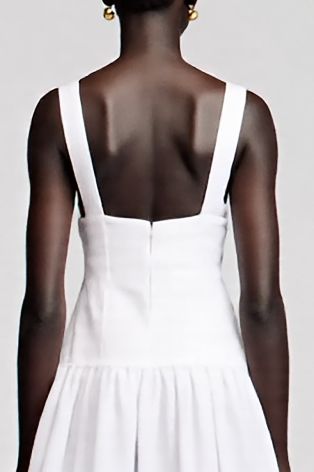 A Line V Neck Midi White Wedding Guest Dress