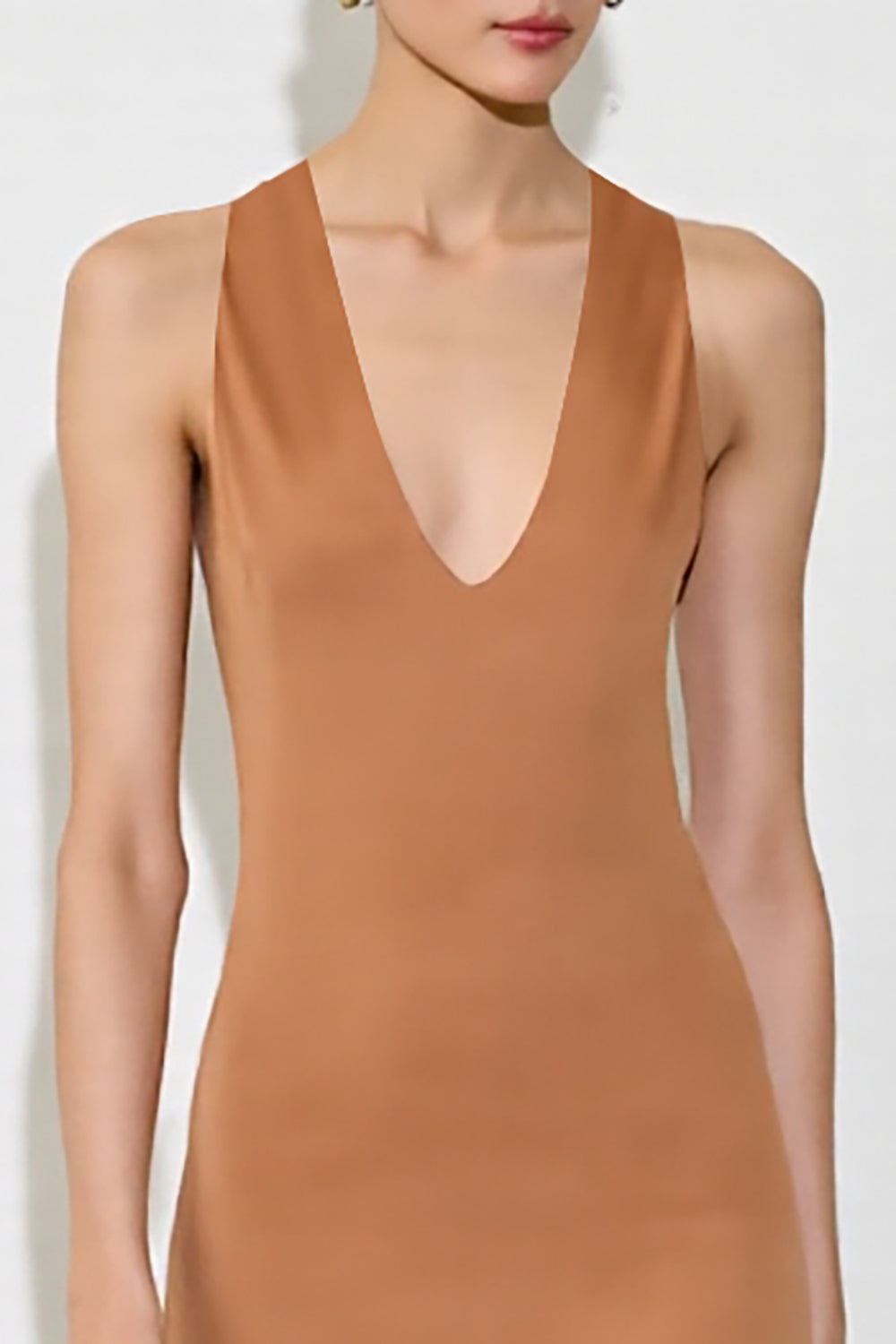 Orange Sheath V Neck Long Wedding Guest Dress