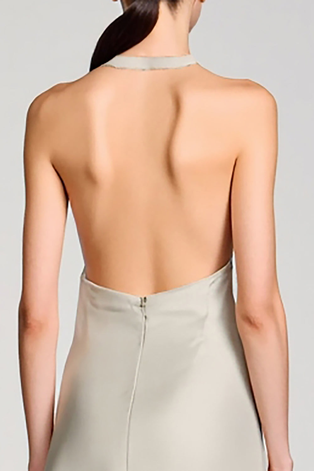 Grey Satin Halter Short Wedding Guest Dress