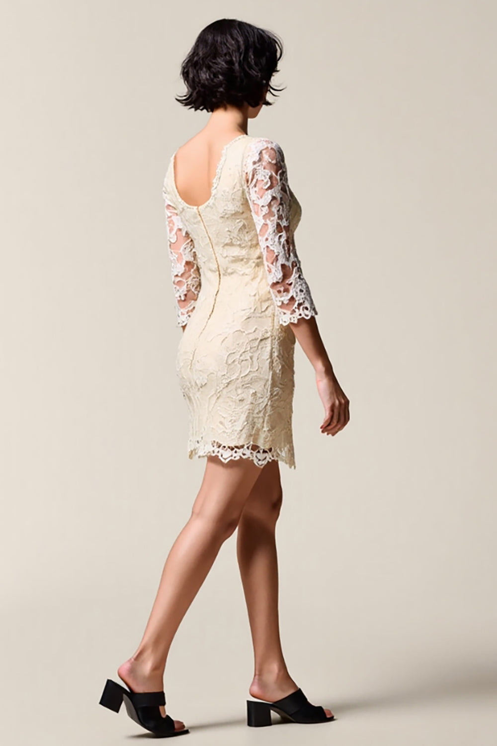 Lace Ivory Sheath Short Wedding Guest Dress