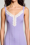 Purple A Line Spaghetti Straps Wedding Guest Dress