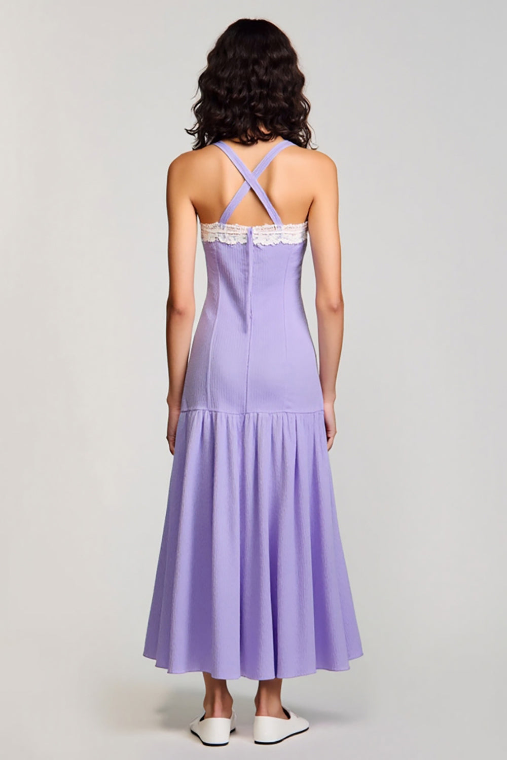 Purple A Line Spaghetti Straps Wedding Guest Dress