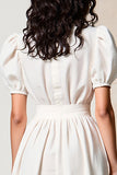 White Chiffon A Line Wedding Guest Dress