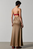 Olive Spaghetti Straps Satin A Line Wedding Guest Dress