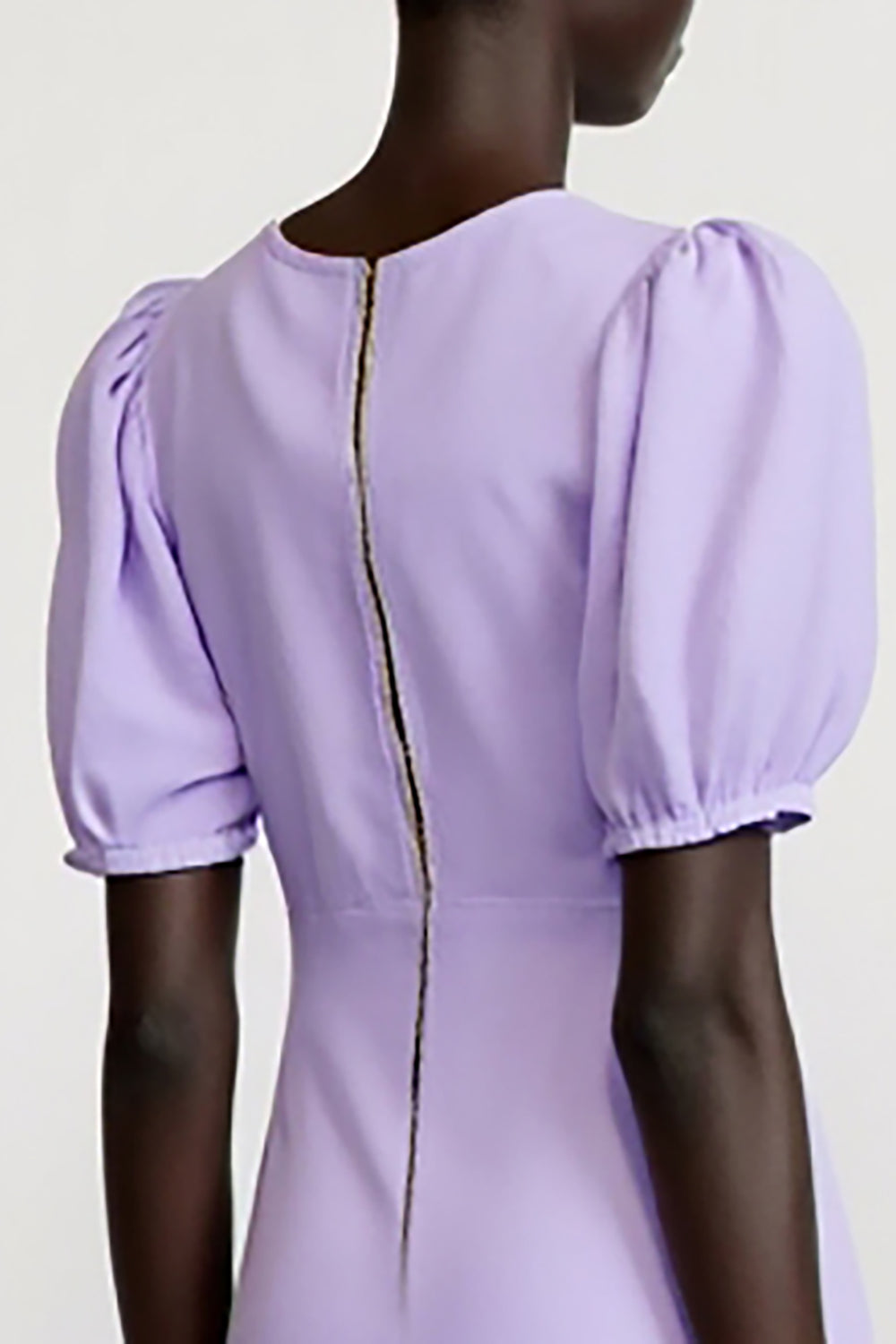 Purple Chiffon Puff Sleeve Wedding Guest Dress