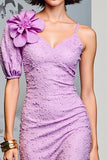 Purple Floral Mermaid Wedding Guest Dress