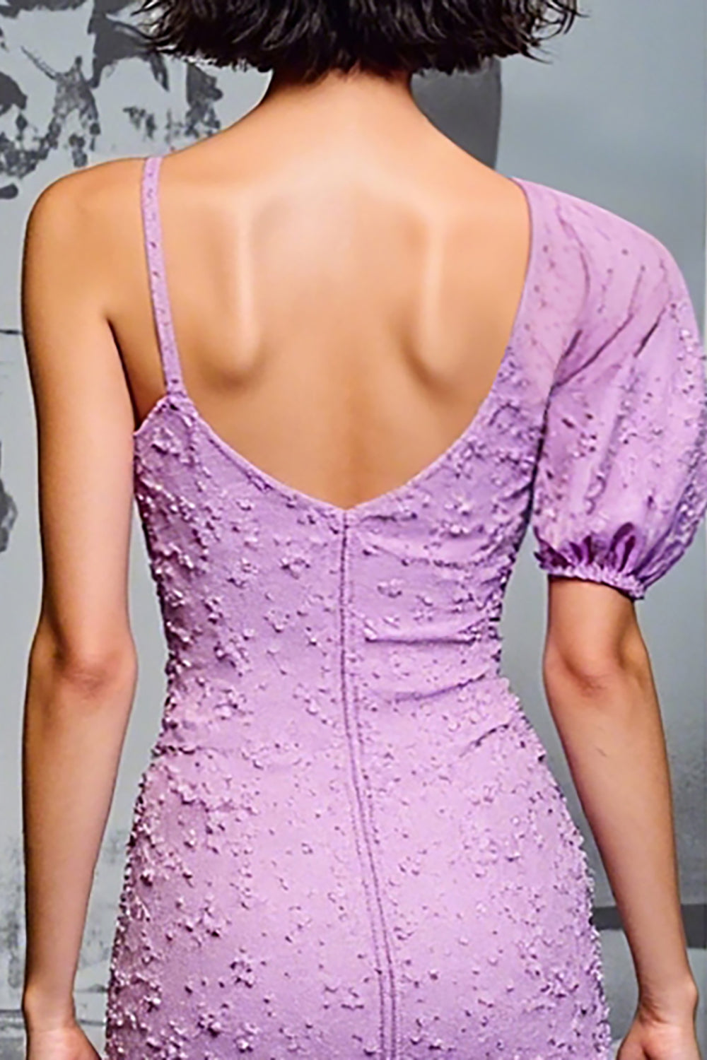 Purple Floral Mermaid Wedding Guest Dress