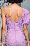 Purple Floral Mermaid Wedding Guest Dress