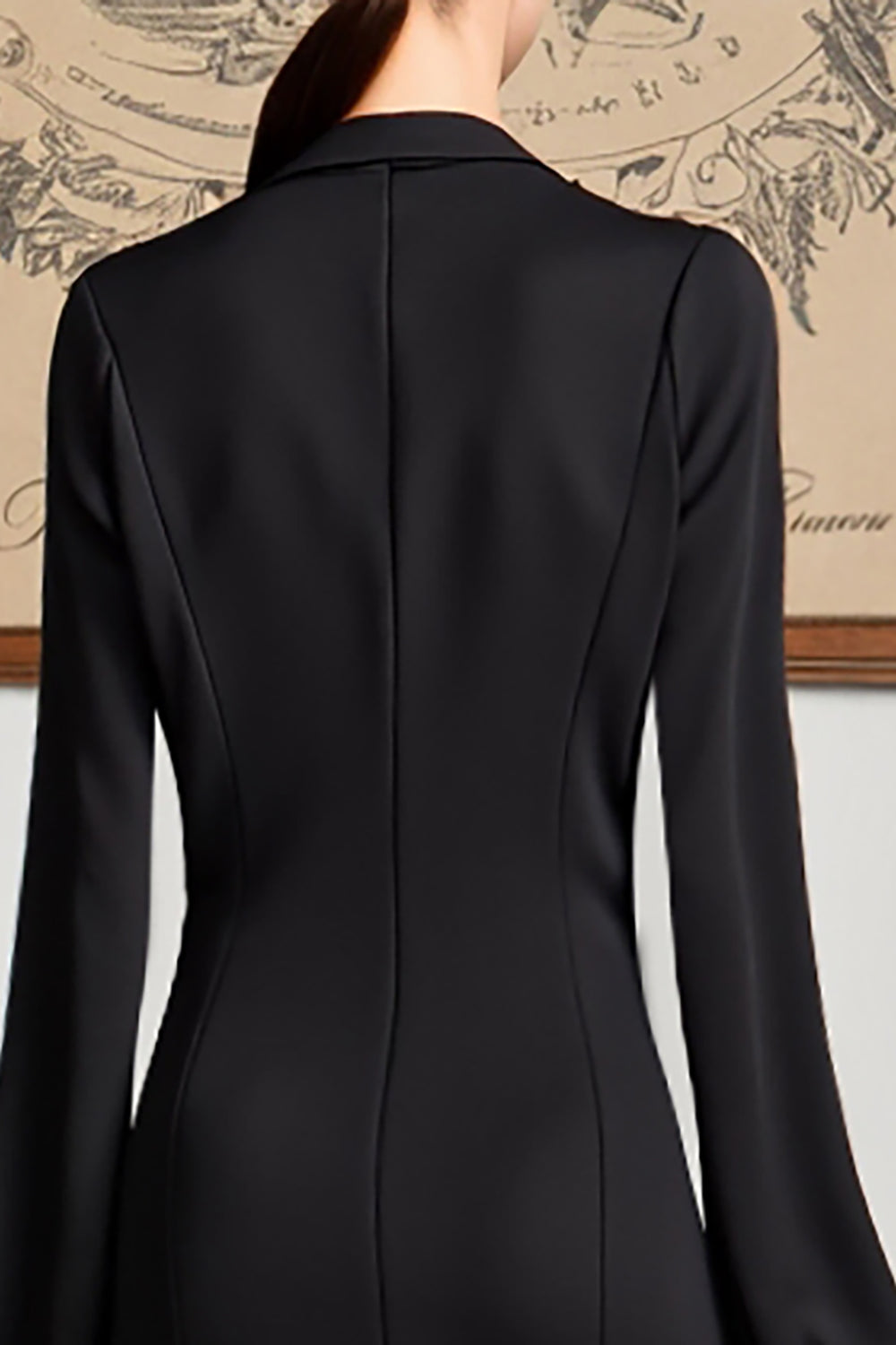 Black Mermaid Long Sleeve Wedding Guest Dress