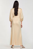 Apricot A Line 3/4 Sleeve Wedding Guest Dress