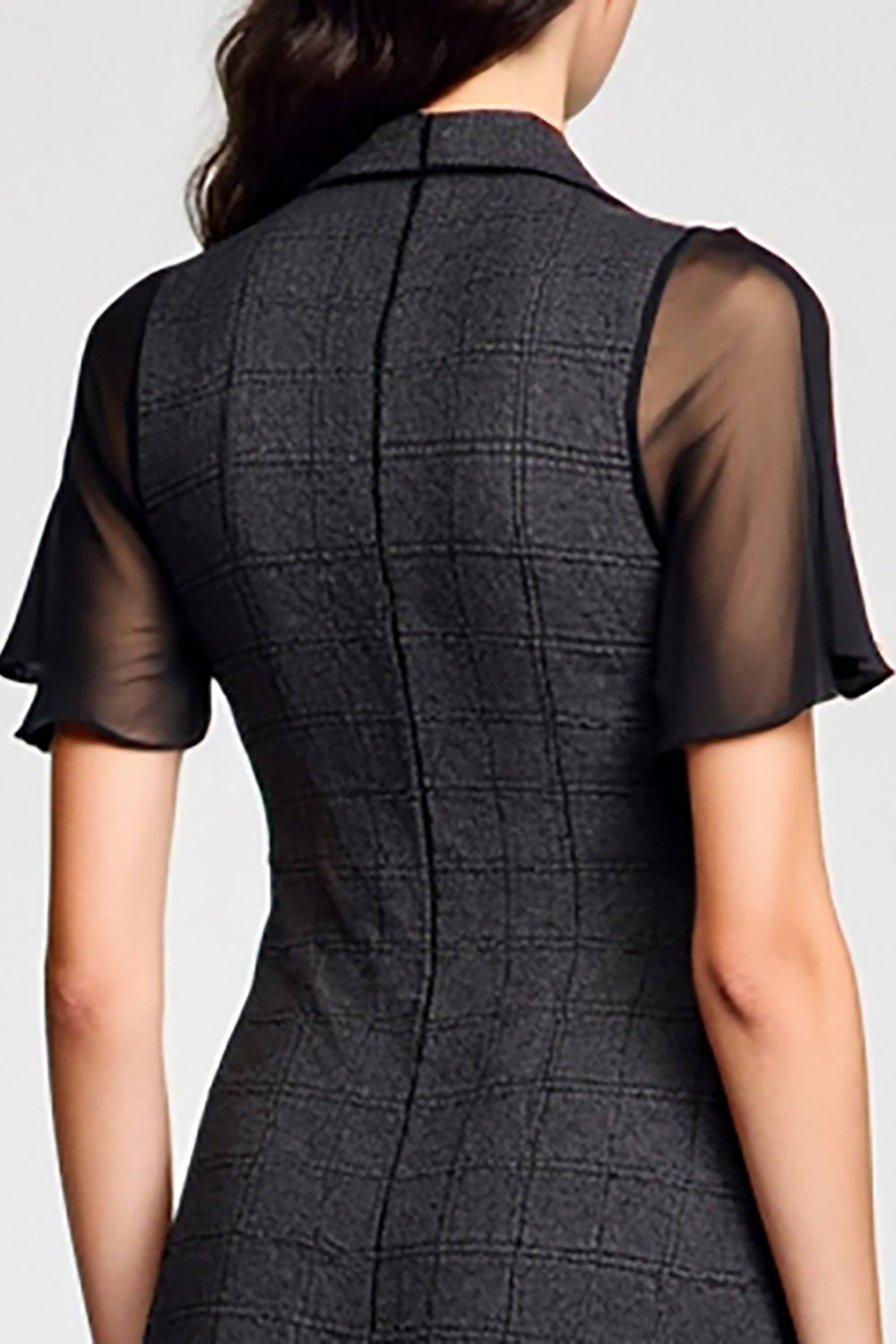 Black Polo Collar A Line Wedding Guest Dress with Tie