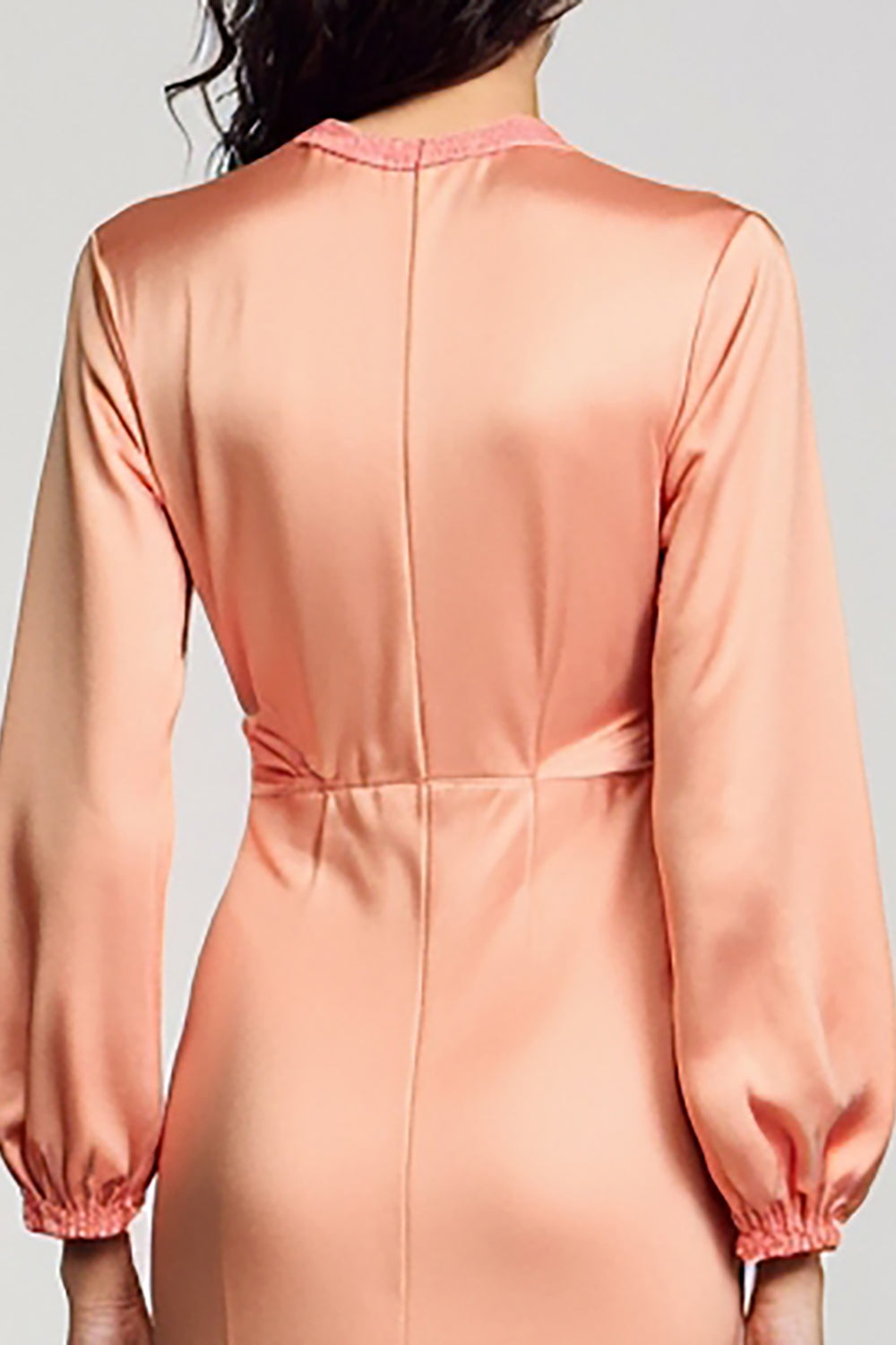 Dusty Rose Long Sleeve Tea Length Wedding Guest Dress
