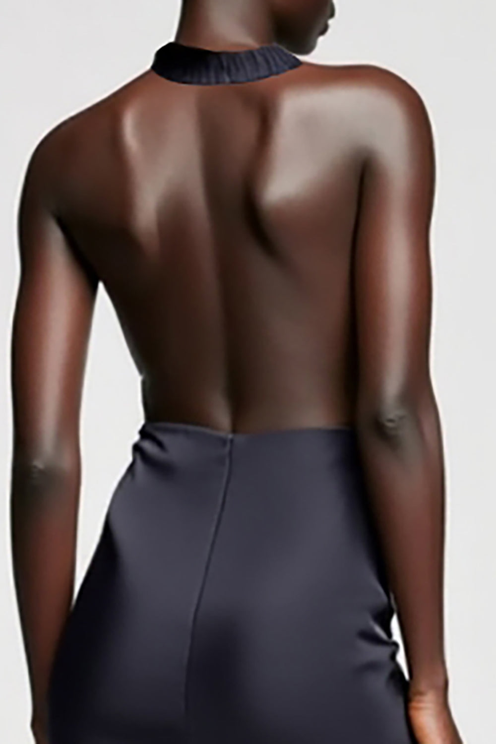 Black Halter Satin Backless Midi Wedding Guest Dress